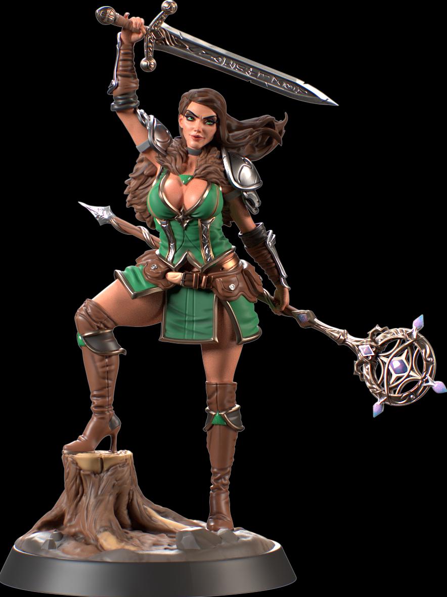 Female Human Sorlock, Sorcerer, Wizard, Hexblade Warlock Pinup PC NPC Unpainted Resin | 28mm, 32mm,54mm,75mm,100mm Scale |Dungeons &amp; Dragons
