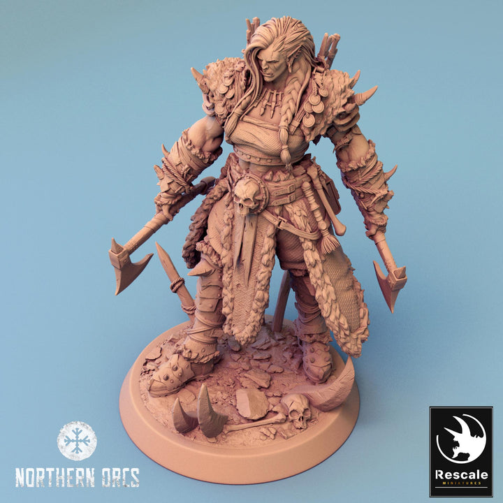 Orc Queen Female Fighter Barbarian , Half-Orc PC / NPC | Scales: 28mm,32mm ,54mm,75mm,100mm Megaboss | Dungeons &amp; Dragons 5e | Pathfinder