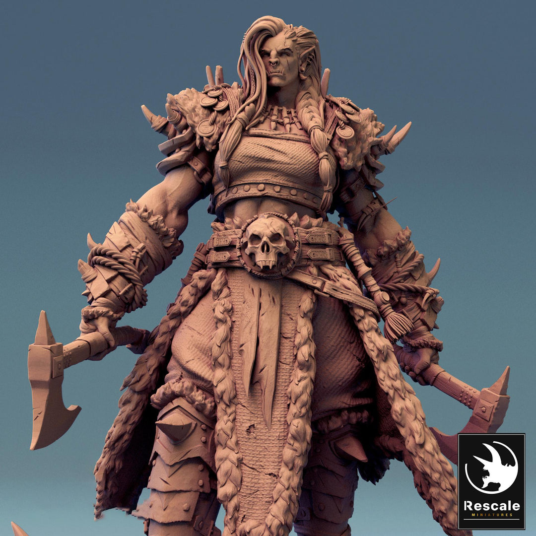 Orc Queen Female Fighter Barbarian , Half-Orc PC / NPC | Scales: 28mm,32mm ,54mm,75mm,100mm Megaboss | Dungeons &amp; Dragons 5e | Pathfinder