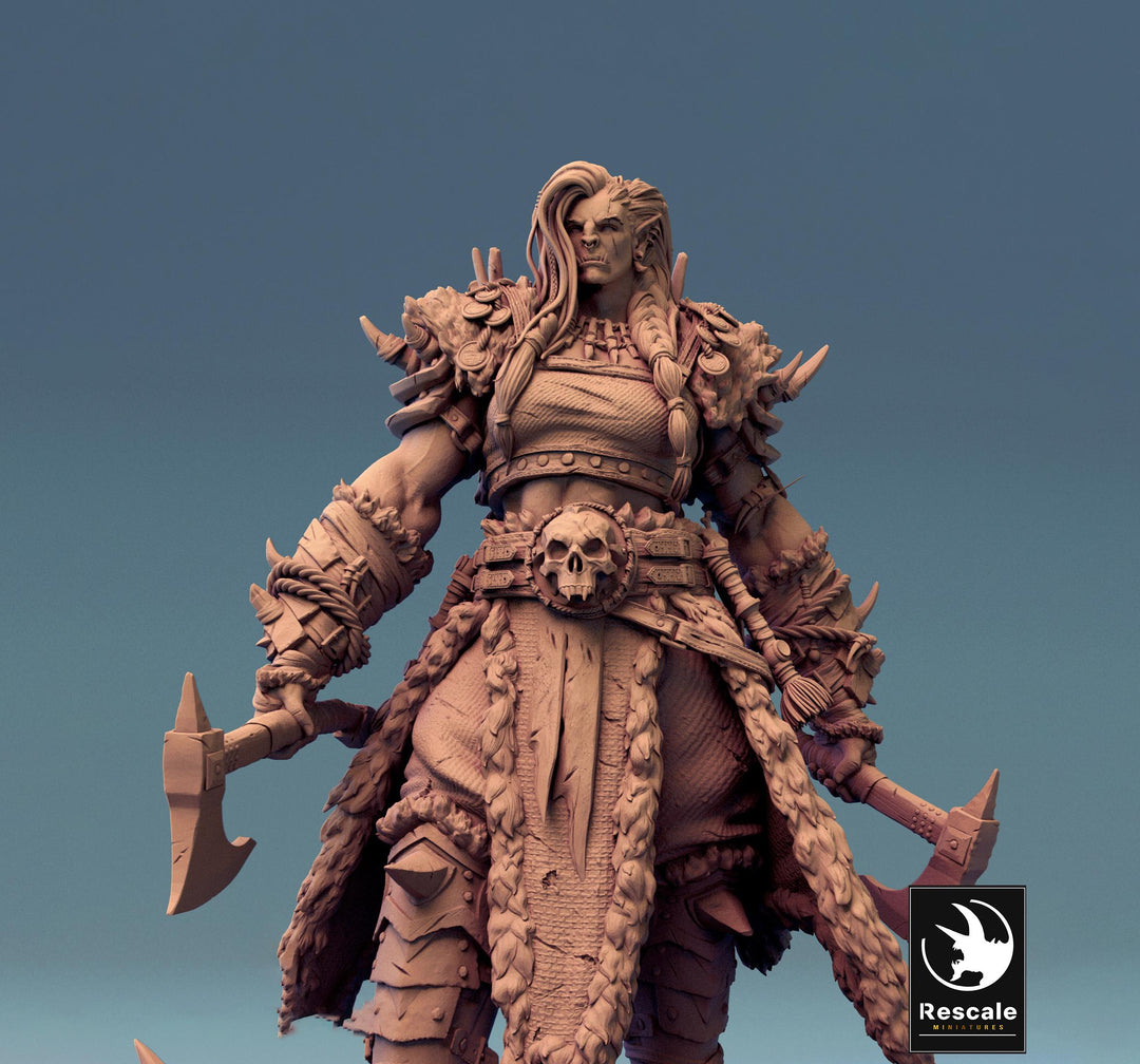 Orc Queen Female Fighter Barbarian , Half-Orc PC / NPC | Scales: 28mm,32mm ,54mm,75mm,100mm Megaboss | Dungeons &amp; Dragons 5e | Pathfinder