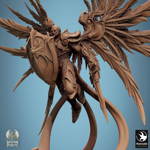 Winged Paladin, Male Celestial Angel, Solar, Deva (2 Poses), DnD 5e Unpainted Mini | 28mm, 32mm,54mm,75mm,100mm Scales |Dungeons & Dragons