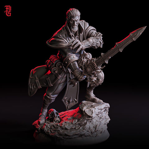 Warlock Hexblade, Fighter PC / NPC | 28mm, 32mm,54mm75mm,100mm Scales | Player Character Mini -D&D 5e Pathfinder Figurine | Flesh of Gods