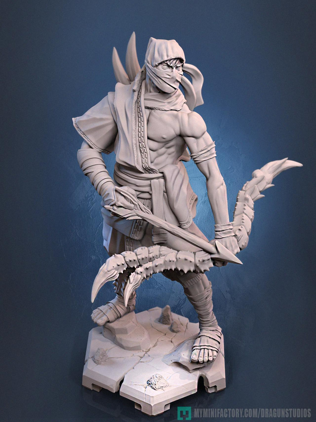 Human Rogue Assassin Ranger Ninja PC NPC | UNPAINTED Miniature | 28mm,32mm,54mm,75mm,100mm Scales | Pathfinder Figure DnD | Figurine