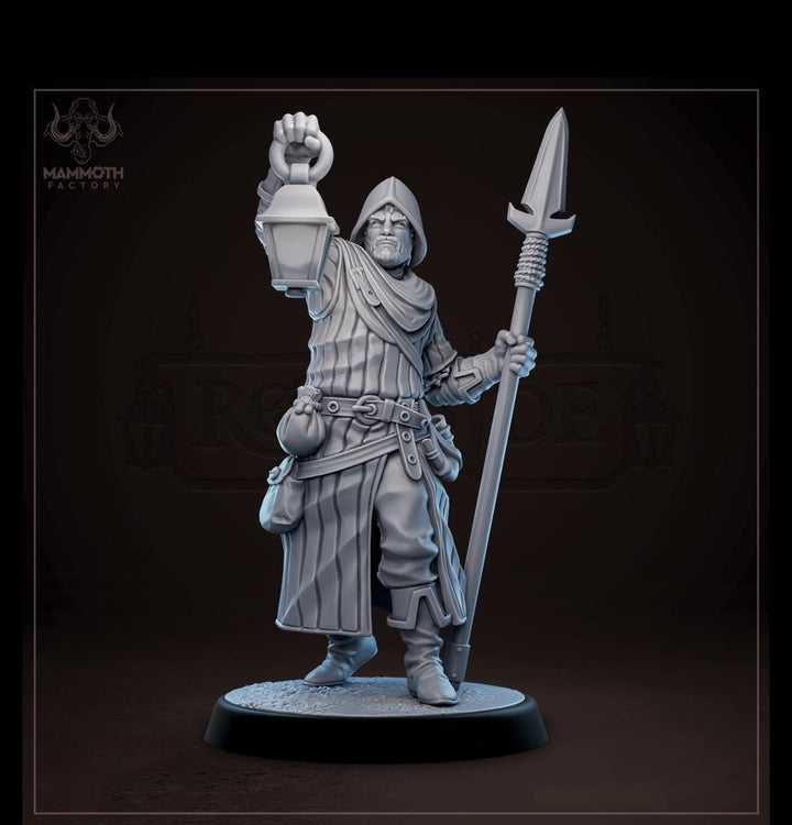 Human Male Fighter, Guard, Ranger with Polearm PC / NPC | 28mm, 32mm,54mm,75mm,100mm Resin Miniature |Dungeons and Dragons |Mammoth Factory