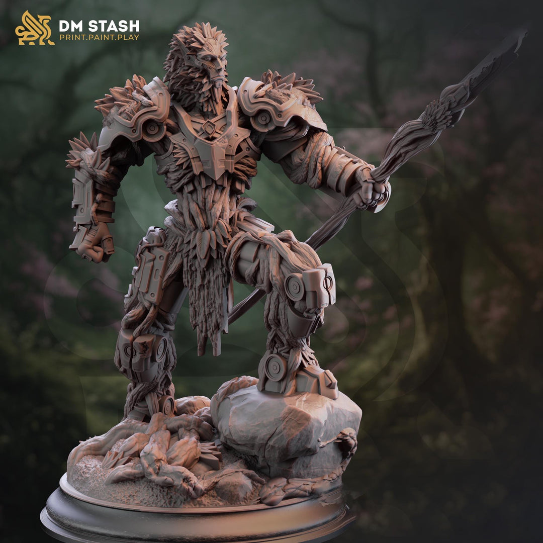 Warforged Druid PC / NPC | D&amp;D Unpainted Miniature | 28mm,32mm,54mm,75mm,100mm Scales | Pathfinder Figure | Figurine | DM Stash