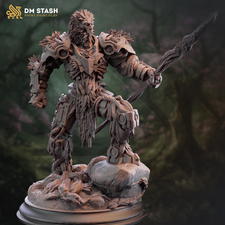 Warforged Druid PC / NPC | D&amp;D Unpainted Miniature | 28mm,32mm,54mm,75mm,100mm Scales | Pathfinder Figure | Figurine | DM Stash