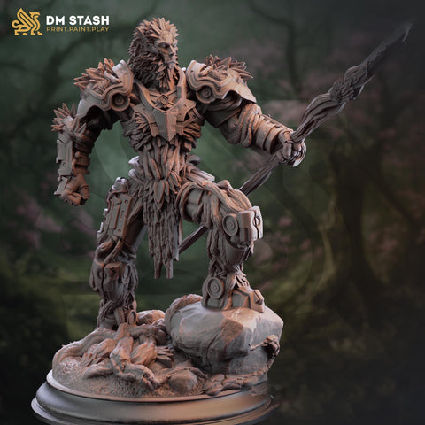 Warforged Druid PC / NPC | D&D Unpainted Miniature | 28mm,32mm,54mm,75mm,100mm Scales | Pathfinder Figure | Figurine | DM Stash