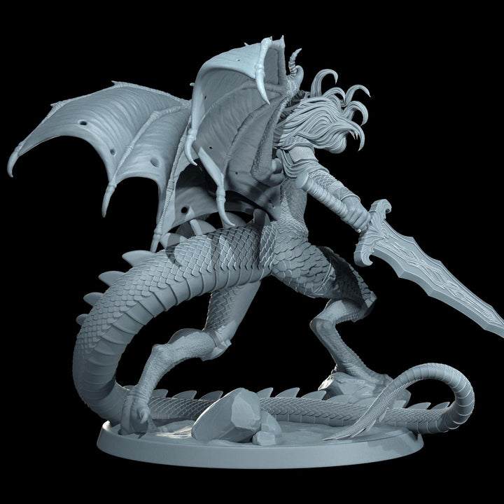 Female Dragonborn Fighter, Barbarian, Ranger, PC NPC Miniature | NSFW Topless &amp; Nude versions | 28mm, 32mm,54mm, 75mm, 100mm Scales |DnD 5e