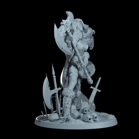 Female Human Barbarian, Fighter, Ranger, PC NPC Miniature | NSFW Topless & Nude versions | 28mm, 32mm,54mm, 75mm, 100mm Scales |DnD 5e