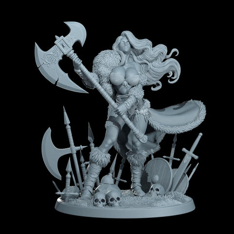Female Human Barbarian, Fighter, Ranger, PC NPC Miniature | NSFW Topless & Nude versions | 28mm, 32mm,54mm, 75mm, 100mm Scales |DnD 5e