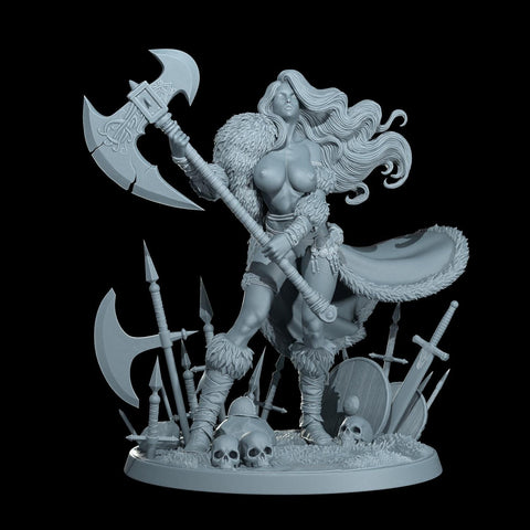 Female Human Barbarian, Fighter, Ranger, PC NPC Miniature | NSFW Topless & Nude versions | 28mm, 32mm,54mm, 75mm, 100mm Scales |DnD 5e