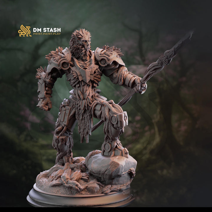 Warforged Druid PC / NPC | D&amp;D Unpainted Miniature | 28mm,32mm,54mm,75mm,100mm Scales | Pathfinder Figure | Figurine | DM Stash