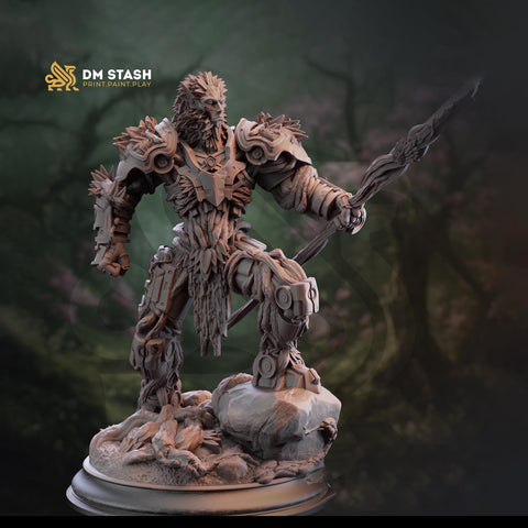 Warforged Druid PC / NPC | D&D Unpainted Miniature | 28mm,32mm,54mm,75mm,100mm Scales | Pathfinder Figure | Figurine | DM Stash