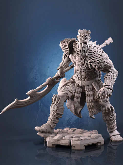 Fighter Polearm Master PC NPC |Unpainted Miniature| 28mm,32mm,54mm,75mm,100mm Scales | Pathfinder Figure | DnD | Figurine unpainted |