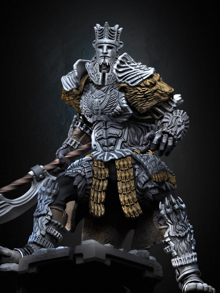 Fighter Polearm Master PC NPC |Unpainted Miniature| 28mm,32mm,54mm,75mm,100mm Scales | Pathfinder Figure | DnD | Figurine unpainted |