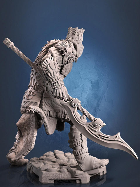 Fighter Polearm Master PC NPC |Unpainted Miniature| 28mm,32mm,54mm,75mm,100mm Scales | Pathfinder Figure | DnD | Figurine unpainted |