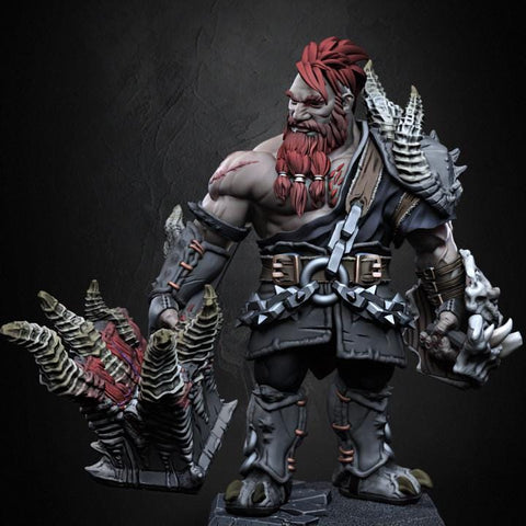 Dwarf Barbarian Fighter Demon Hunter |Unpainted Miniature| 28mm,32mm,54mm,75mm,100mm Scales | Pathfinder Figure | DnD | Figurine unpainted |