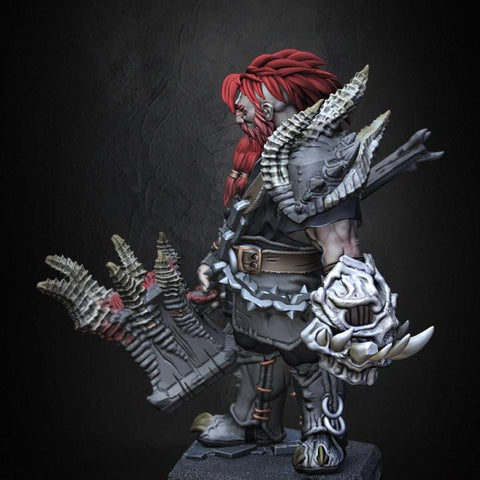 Dwarf Barbarian Fighter Demon Hunter |Unpainted Miniature| 28mm,32mm,54mm,75mm,100mm Scales | Pathfinder Figure | DnD | Figurine unpainted |