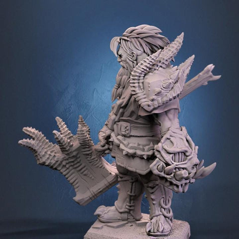 Dwarf Barbarian Fighter Demon Hunter |Unpainted Miniature| 28mm,32mm,54mm,75mm,100mm Scales | Pathfinder Figure | DnD | Figurine unpainted |
