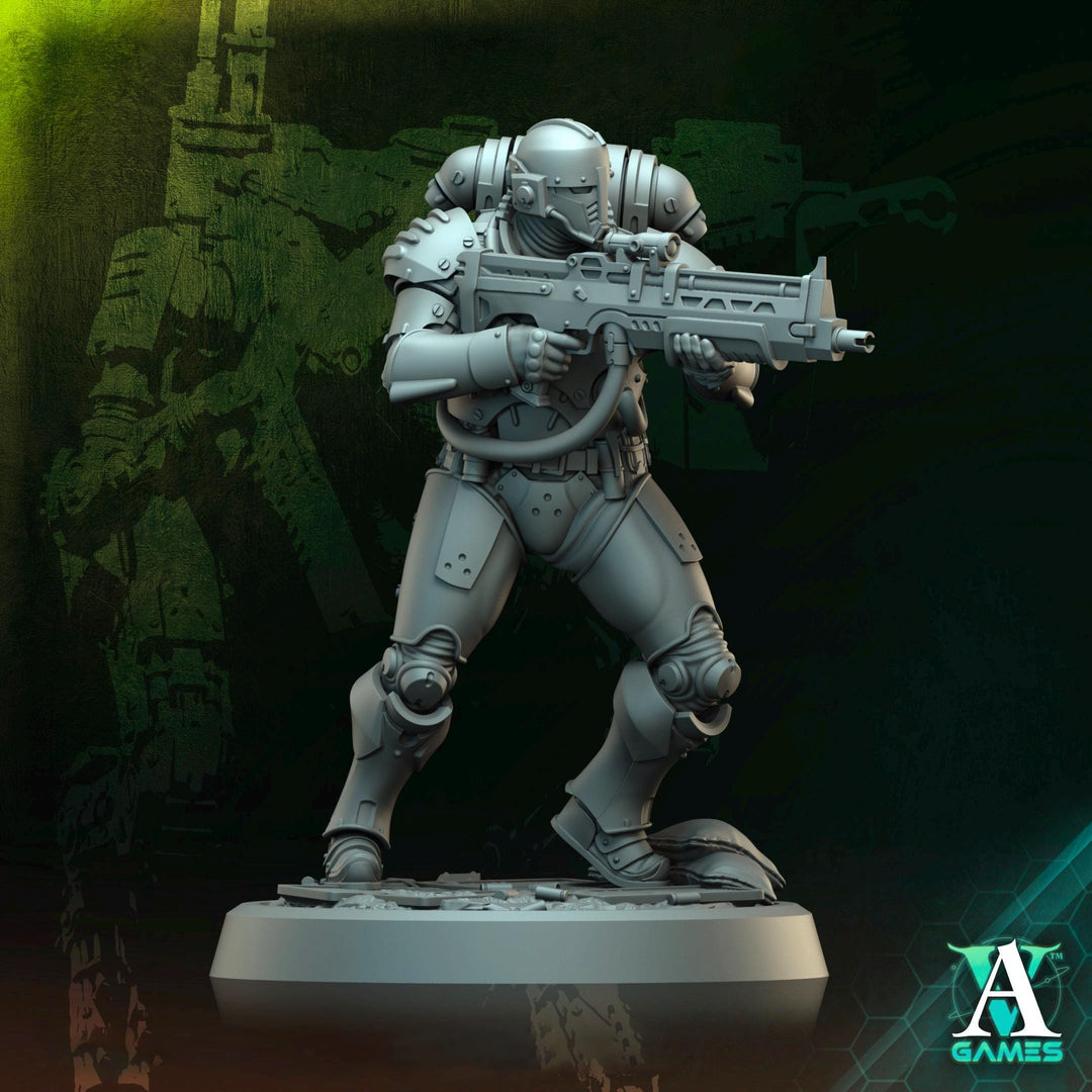 Sci-Fi Miniature Space Soldier Argo Commando | 28mm,32mm Scales & 54mm,75mm,100mm TALL | Resin Mini | Shocktrooper TPG | Archvillain Games