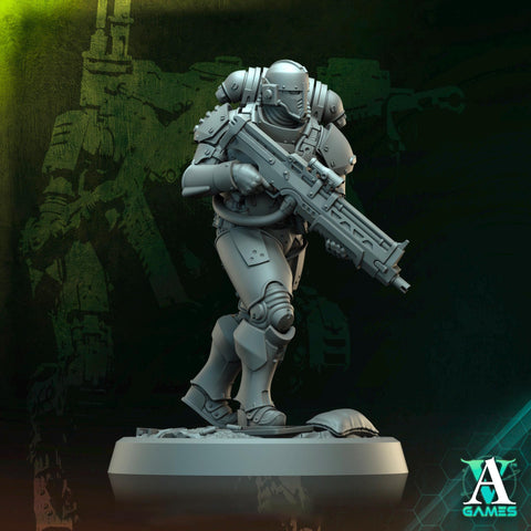 Sci-Fi Miniature Space Soldier Argo Commando | 28mm,32mm Scales & 54mm,75mm,100mm TALL | Resin Mini | Shocktrooper TPG | Archvillain Games