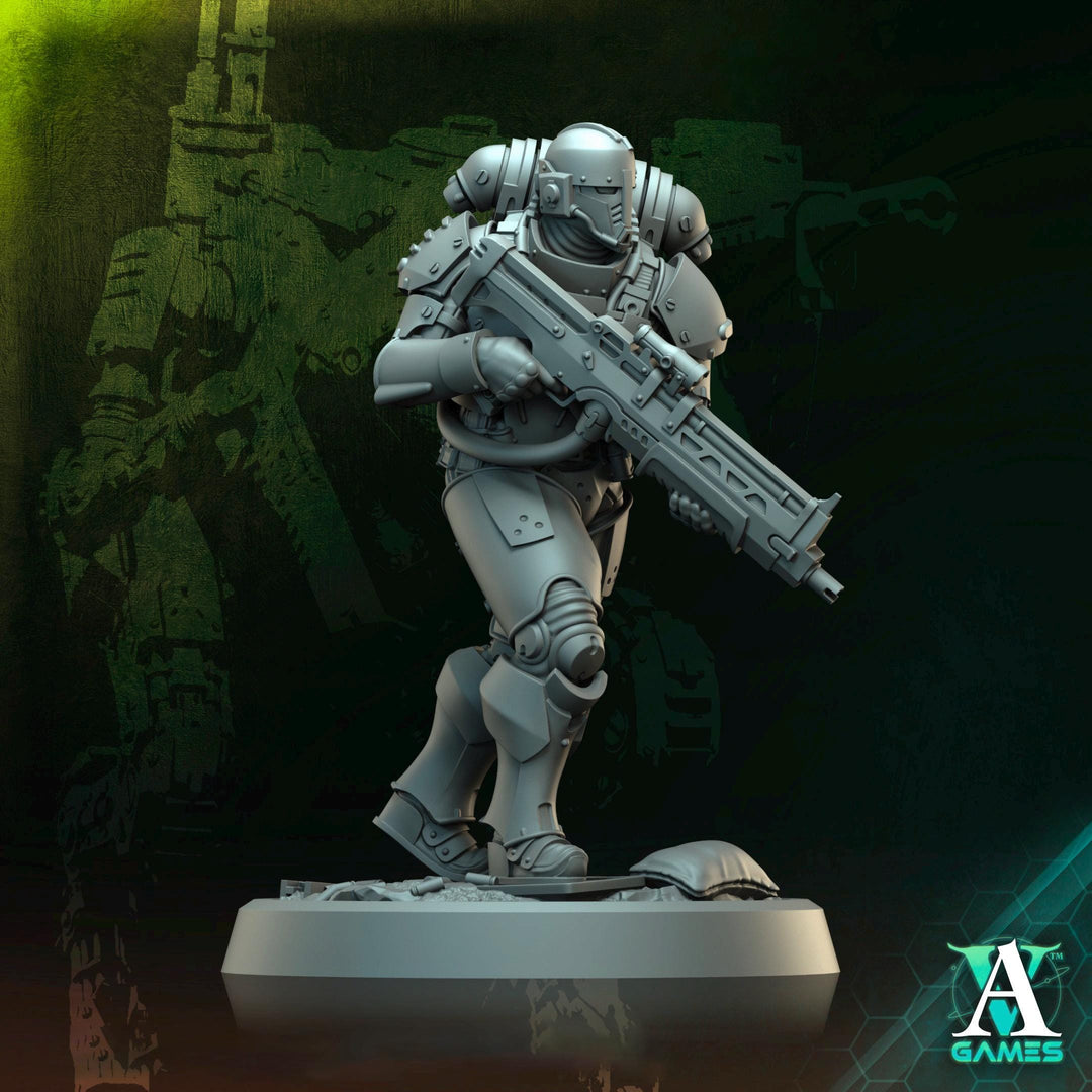 Sci-Fi Miniature Space Soldier Argo Commando | 28mm,32mm Scales & 54mm,75mm,100mm TALL | Resin Mini | Shocktrooper TPG | Archvillain Games