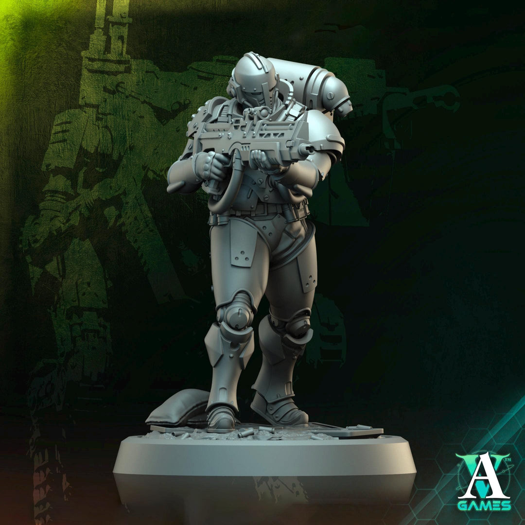 Sci-Fi Miniature Space Soldier Argo Commando | 28mm,32mm Scales & 54mm,75mm,100mm TALL | Resin Mini | Shocktrooper TPG | Archvillain Games