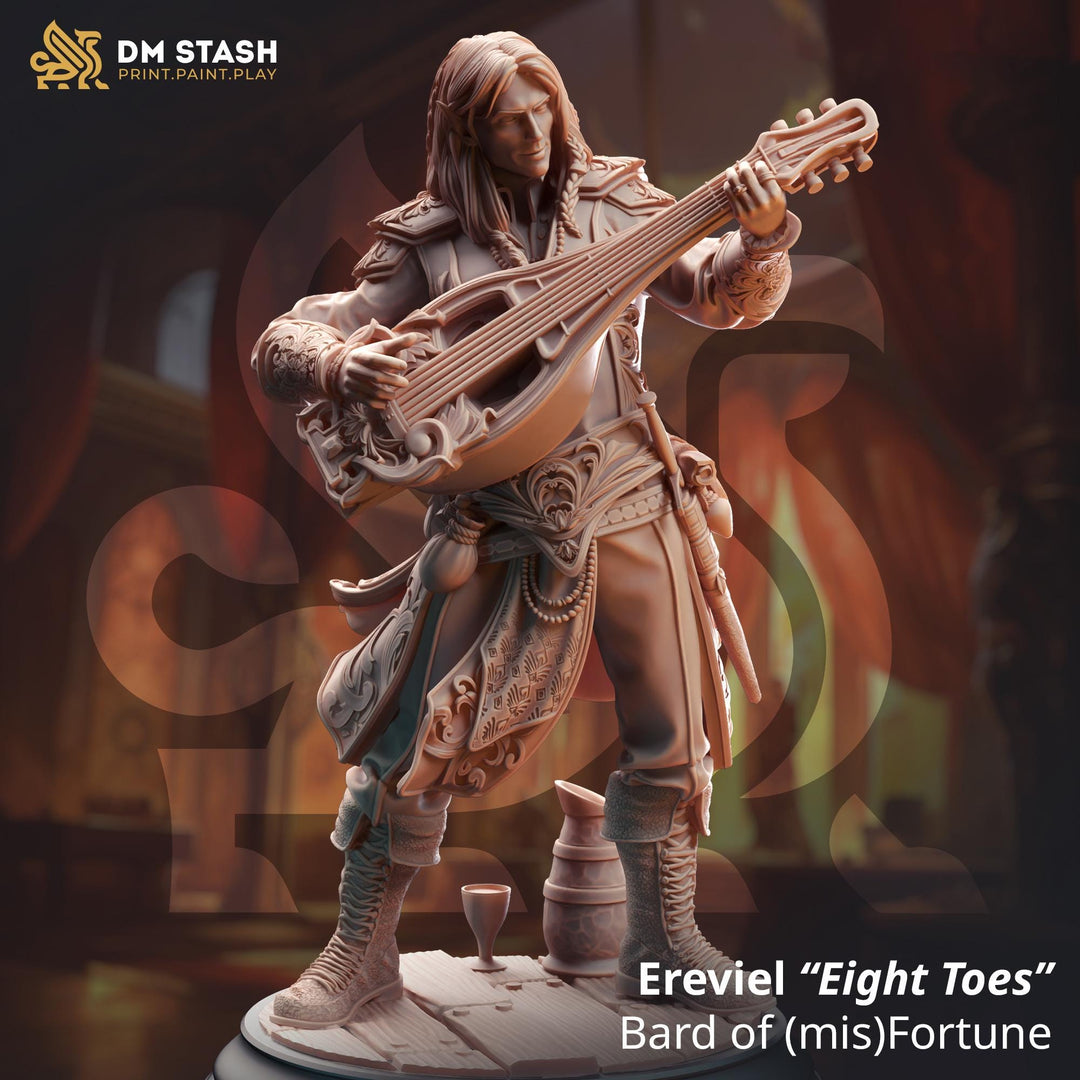 Male Bard Elf, Half-Elf, Eladrin Unpainted Miniature D&amp;D | 28mm, 32mm,54mm,75mm, 100mm Scales | Dungeons and Dragons 5E | DM Stash