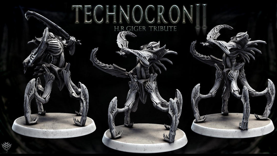 Sci-Fi Miniature Robot Enfield Dragoon, H.R Giger Style | Base Diameter Sizes: 50mm, 65mm,80mm | Resin Mini | Mini Monster Mayhem
