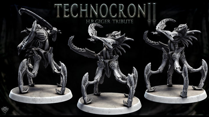 Sci-Fi Miniature Robot Enfield Dragoon, H.R Giger Style | Base Diameter Sizes: 50mm, 65mm,80mm | Resin Mini | Mini Monster Mayhem