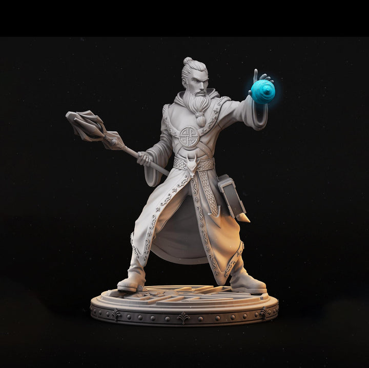 Human Male Wizard, Sorcerer, Warlock PC NPC Miniature | 28mm,32mm,54mm,75mm,100mm Scales | Dungeons and Dragons | Pathfinder | Battle Wizard