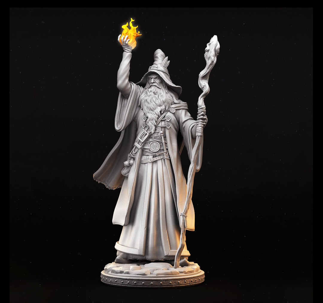 Human Male Wizard, Sorcerer, Warlock PC NPC Miniature | 28mm,32mm,54mm,75mm,100mm Scales | Dungeons and Dragons | Pathfinder | Battle Wizard