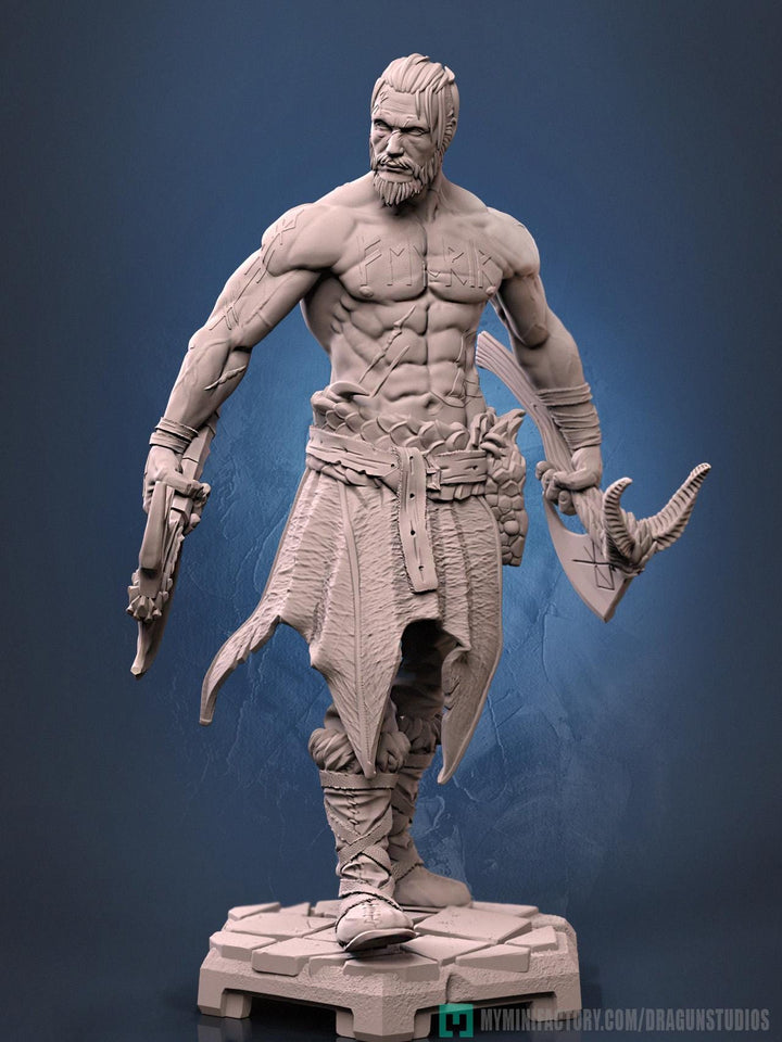 Human Barbarian Fighter Ranger Berserker PC NPC |Unpainted Miniature| 28mm,32mm,54mm,75mm,100mm Scales | Pathfinder Figure DnD | Figurine