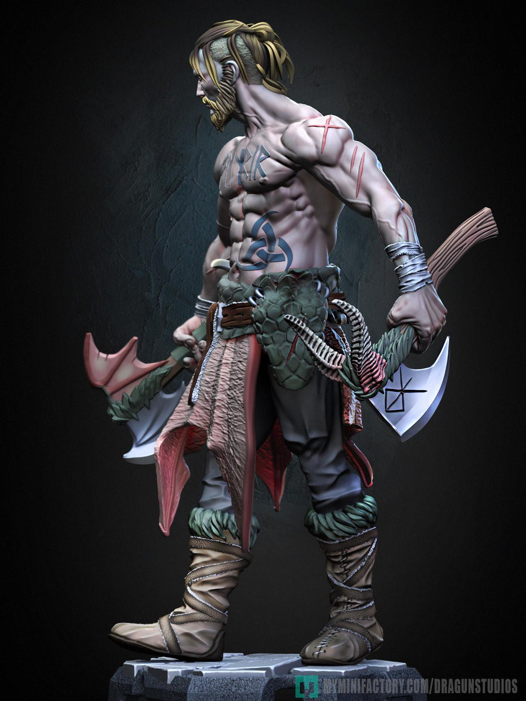 Human Barbarian Fighter Ranger Berserker PC NPC |Unpainted Miniature| 28mm,32mm,54mm,75mm,100mm Scales | Pathfinder Figure DnD | Figurine