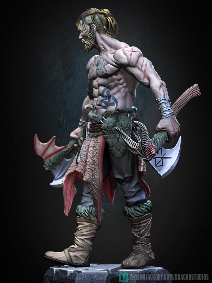 Human Barbarian Fighter Ranger Berserker PC NPC |Unpainted Miniature| 28mm,32mm,54mm,75mm,100mm Scales | Pathfinder Figure DnD | Figurine