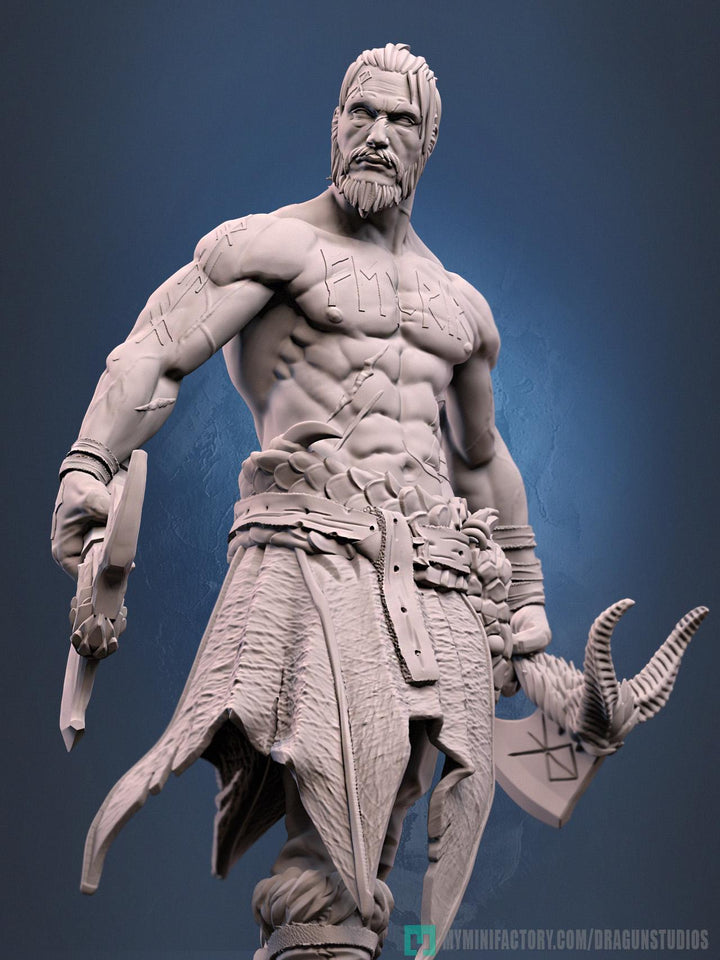 Human Barbarian Fighter Ranger Berserker PC NPC |Unpainted Miniature| 28mm,32mm,54mm,75mm,100mm Scales | Pathfinder Figure DnD | Figurine