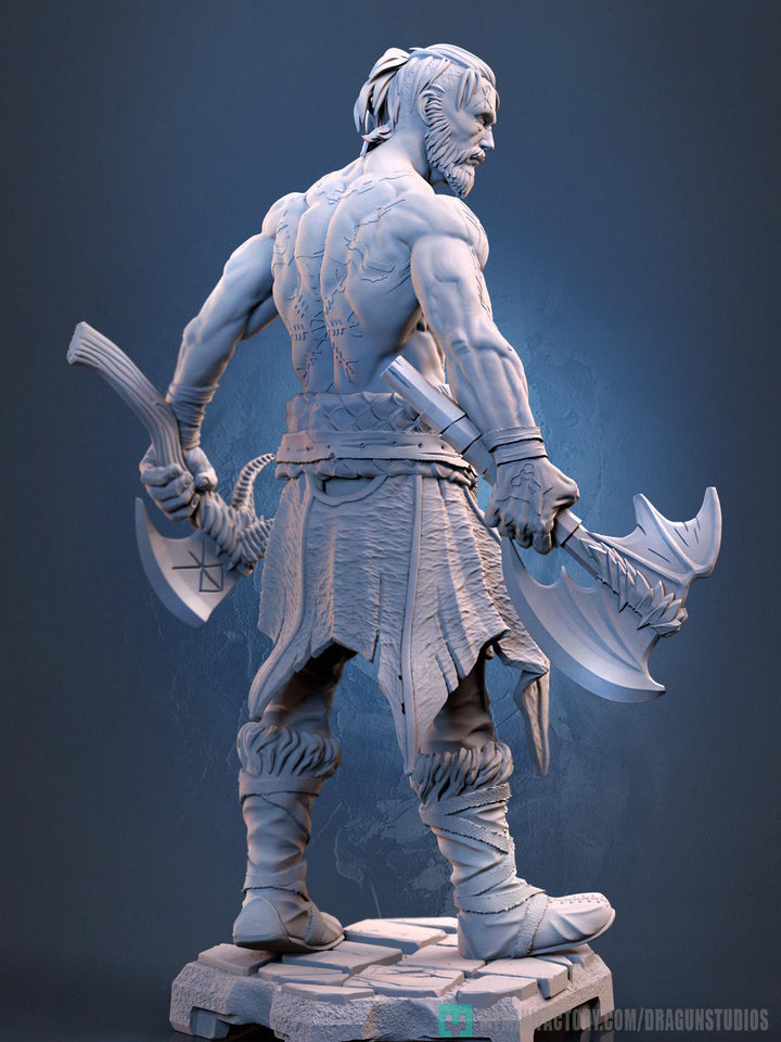 Human Barbarian Fighter Ranger Berserker PC NPC |Unpainted Miniature| 28mm,32mm,54mm,75mm,100mm Scales | Pathfinder Figure DnD | Figurine
