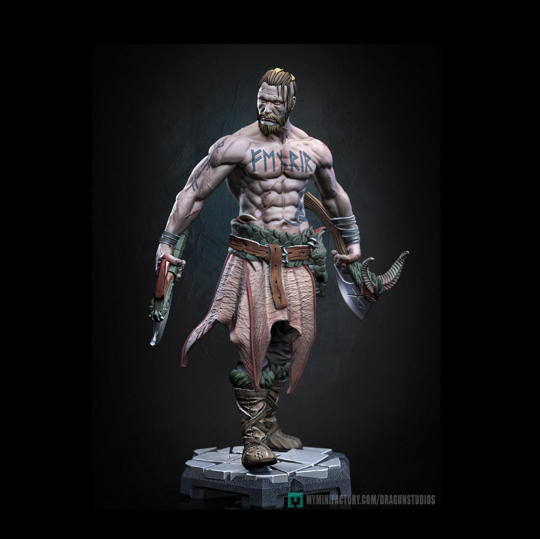 Human Barbarian Fighter Ranger Berserker PC NPC |Unpainted Miniature| 28mm,32mm,54mm,75mm,100mm Scales | Pathfinder Figure DnD | Figurine