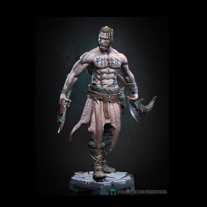 Human Barbarian Fighter Ranger Berserker PC NPC |Unpainted Miniature| 28mm,32mm,54mm,75mm,100mm Scales | Pathfinder Figure DnD | Figurine