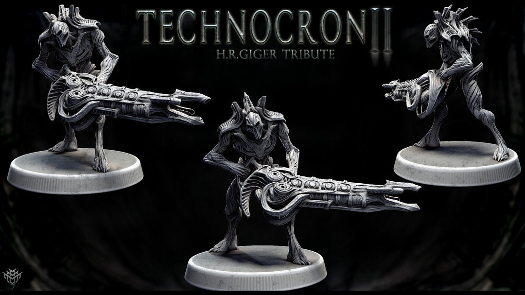 Sci-Fi Miniature Robot Fighter, H.R Giger Style | Base Diameter Sizes: 25mm,32mm, 50mm, 65mm,80mm | Resin Mini | Mini Monster Mayhem