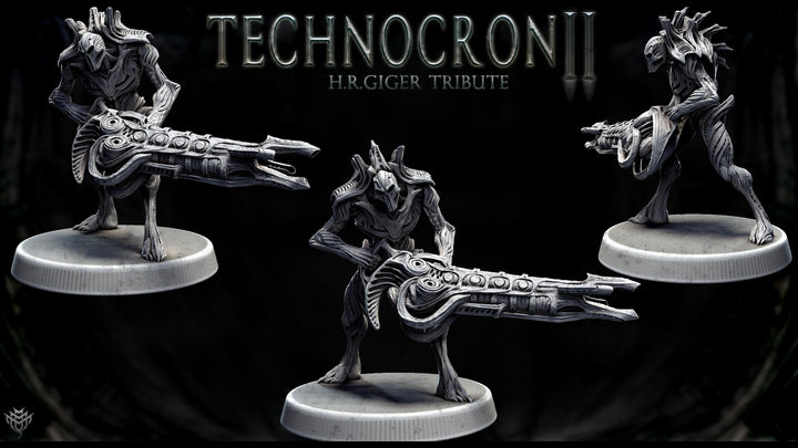 Sci-Fi Miniature Robot Fighter, H.R Giger Style | Base Diameter Sizes: 25mm,32mm, 50mm, 65mm,80mm | Resin Mini | Mini Monster Mayhem