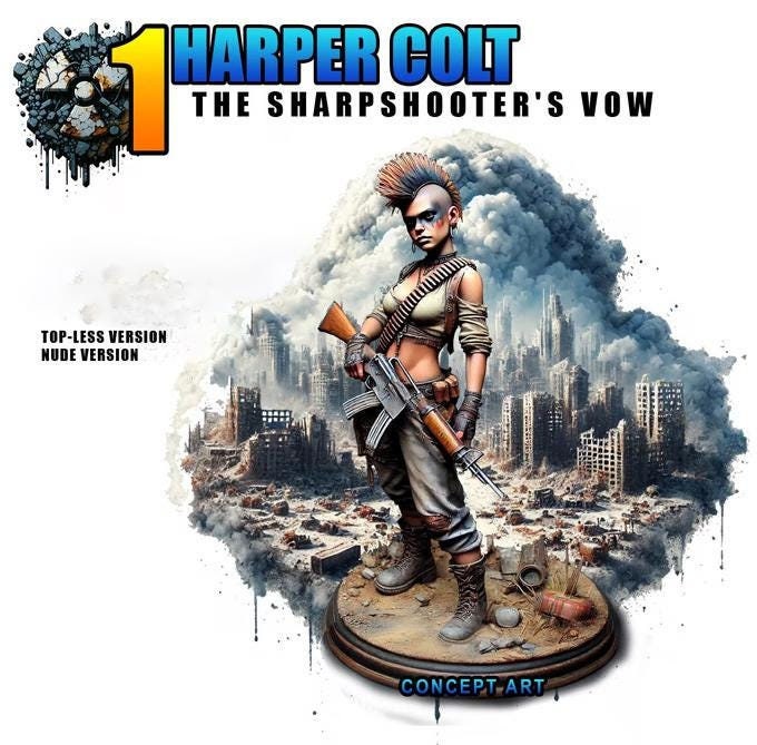Female Sci-Fi Warrior Soldier, PC NPC Unpainted Resin Miniature | NSFW Topless &amp; Nude versions | 28mm, 32mm,54mm, 75mm, 100mm Scales |DnD 5e