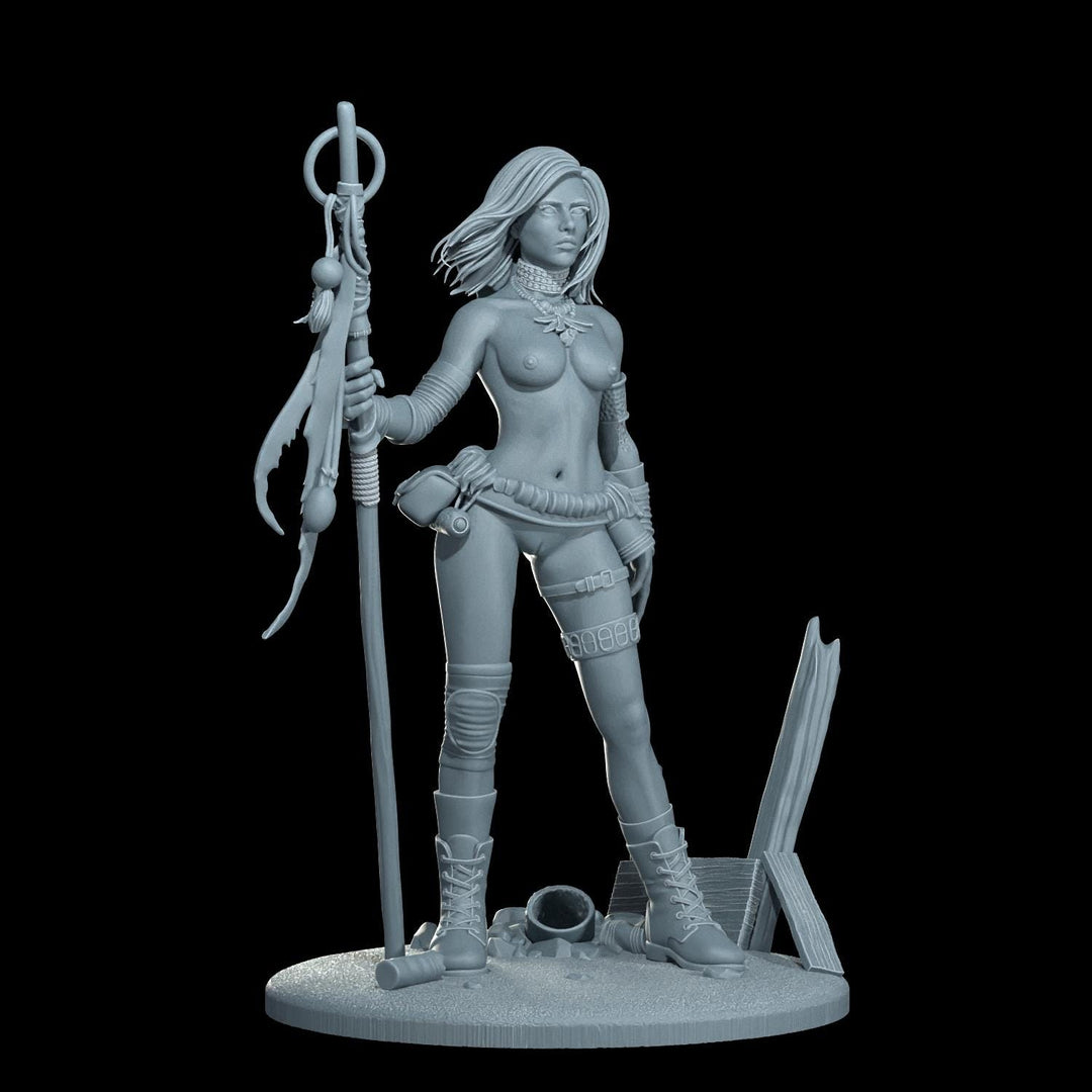 Female Sci-Fi Warrior Soldier, PC NPC Unpainted Resin Miniature | NSFW Topless &amp; Nude versions | 28mm, 32mm,54mm, 75mm, 100mm Scales |DnD 5e