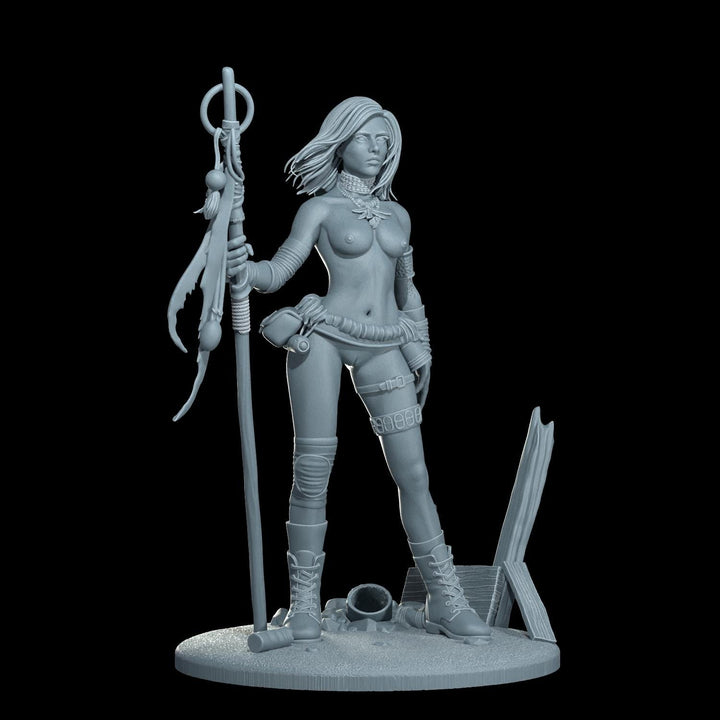 Female Sci-Fi Warrior Soldier, PC NPC Unpainted Resin Miniature | NSFW Topless &amp; Nude versions | 28mm, 32mm,54mm, 75mm, 100mm Scales |DnD 5e