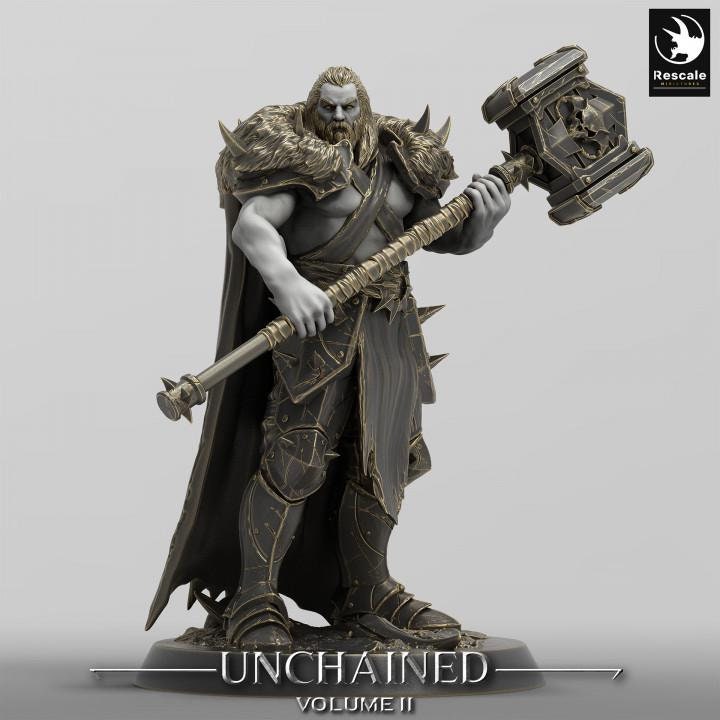 Human Ranger,Fighter, Barbarian with Big Hammer, DnD Unpainted Miniature| 28mm, 32mm,54mm,75mm,100mm Scales | Dungeons & Dragons