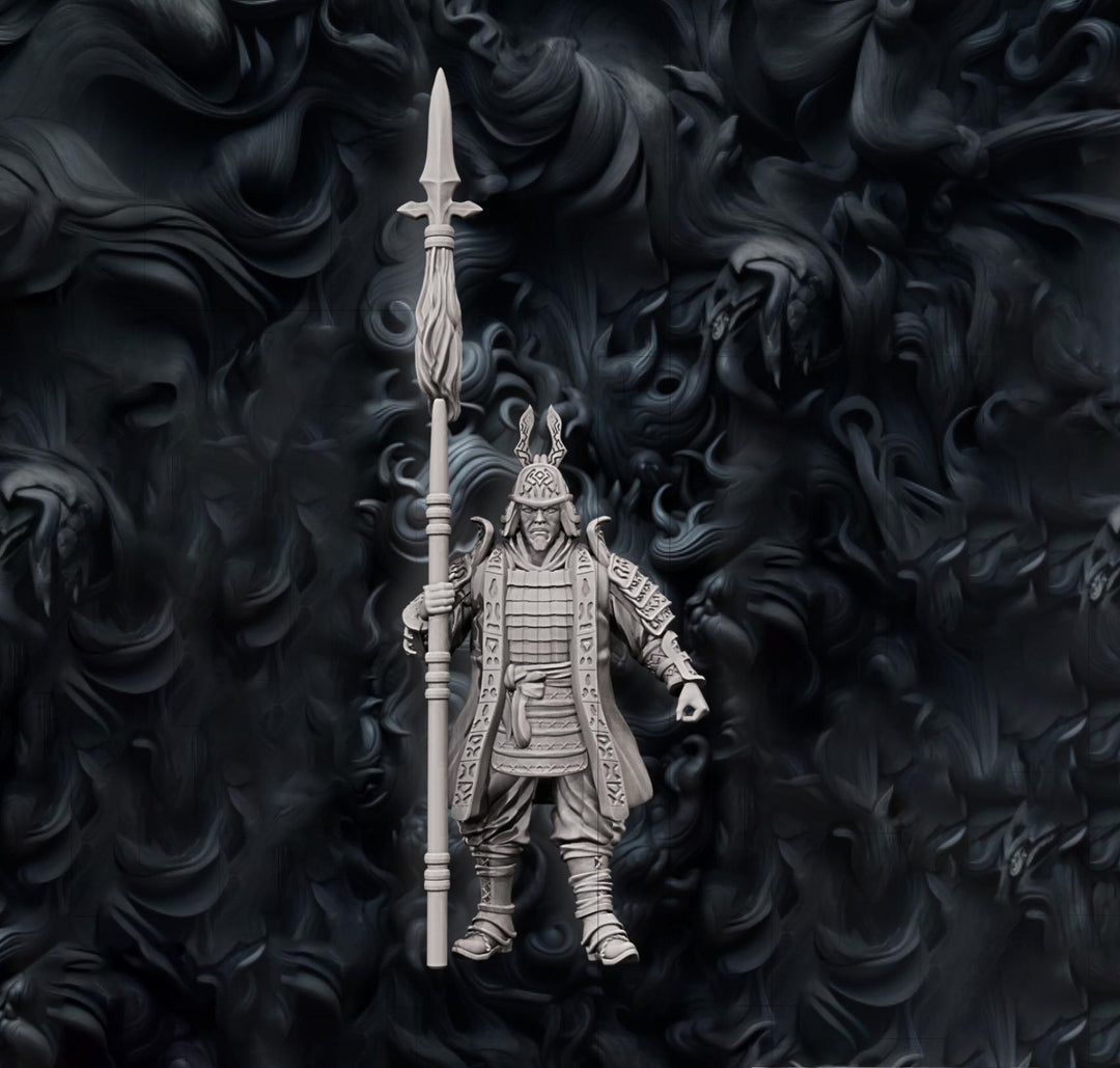 Samurai Polearm Master, Fighter Battle Master, Paladin | DnD Unpainted Miniature 28mm,32mm,54mm,75mm,100mm Scale Figure DnD mini