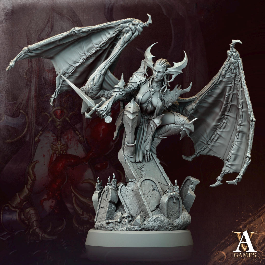 Succubus Demon, Female Winged Vampire Lord, Strahd Bride UNPAINTED | 28mm,32mm, 54mm,75mm,100mm | Dungeons & Dragons | Pathfinder |