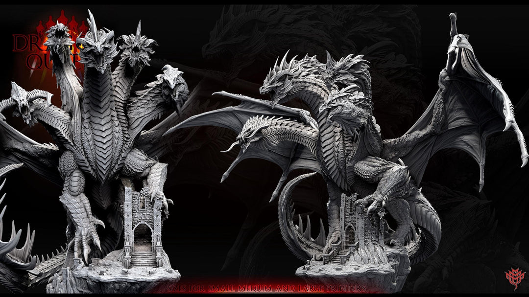 Tiamat God Dragon Queen of Chaos (3 sizes) D&D Miniature | 360mm Wing Span,175mm Height | Resin Figurine |Dungeons and Dragons 5e Pathfinder