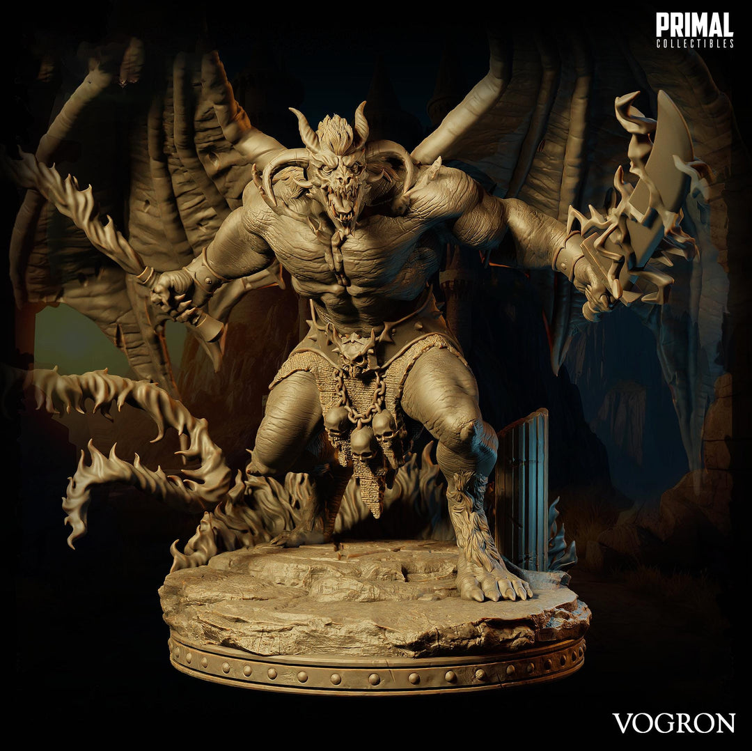 Huge Fiend Balor, Greater Demon (4 sizes ) Mini | 28/32mm Scales 40mm, 50mm, 65mm, 75mm BASE Sizes | D&D 5e Nine Hells Dungeons and Dragons