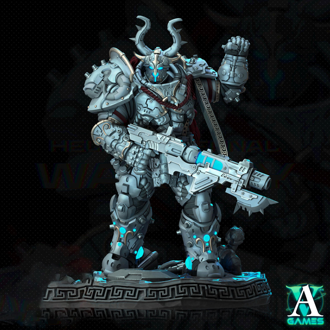 Sci-Fi Miniature Space Knight, Hellas Eternal | 28mm,32mm, 54mm, 75mm,100mm Scales | Resin Mini | Archvillain Games